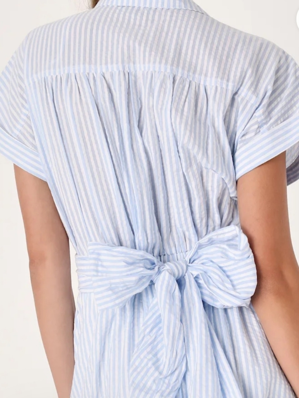 Lulus Women's Adorable Impression White And Blue Midi Dress With Pockets M - Picture 4 of 10